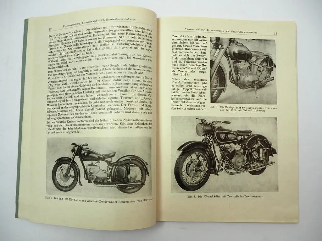 Krafträder Handbuch Motorrad IFA DKW AWO RT BK Adler NSU Michael Heise 1955
