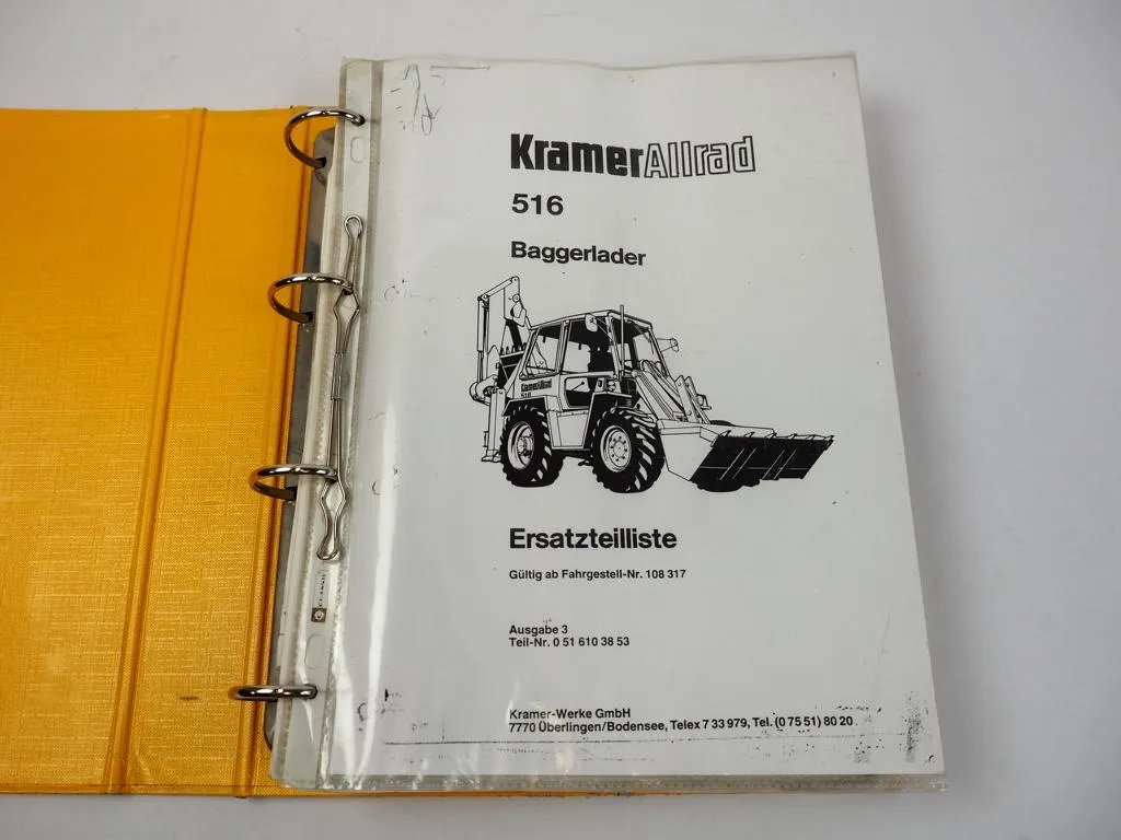 Kramer Allrad 516 Baggerlader mit Anbaubagger HT21 Ersatzteilliste 1985