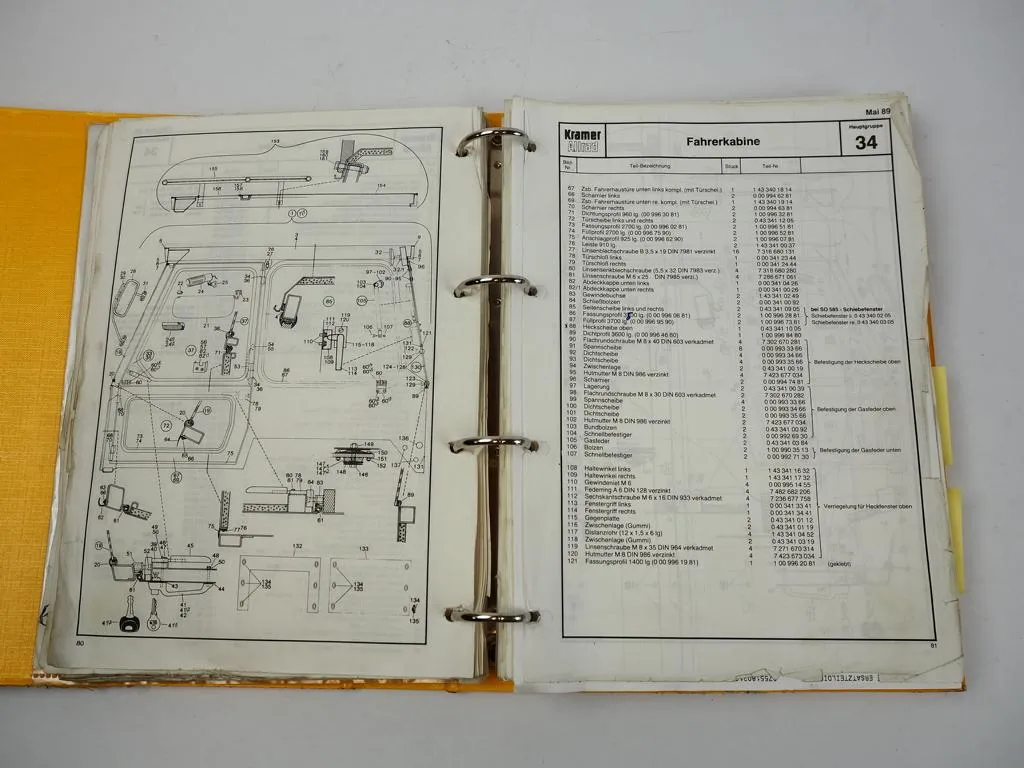 Kramer Allrad 516 Baggerlader mit Anbaubagger HT21 Ersatzteilliste 1985