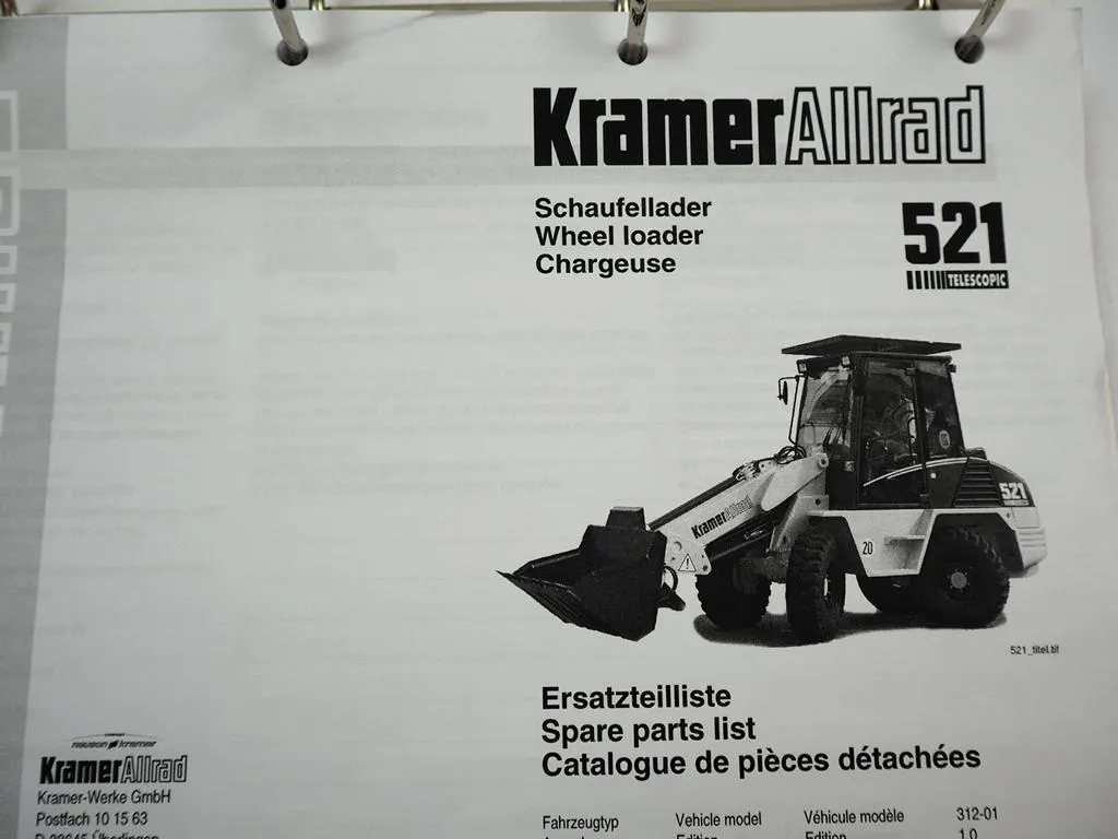 Kramer Allrad 521 telescopic Lader Ersatzteilliste 2002