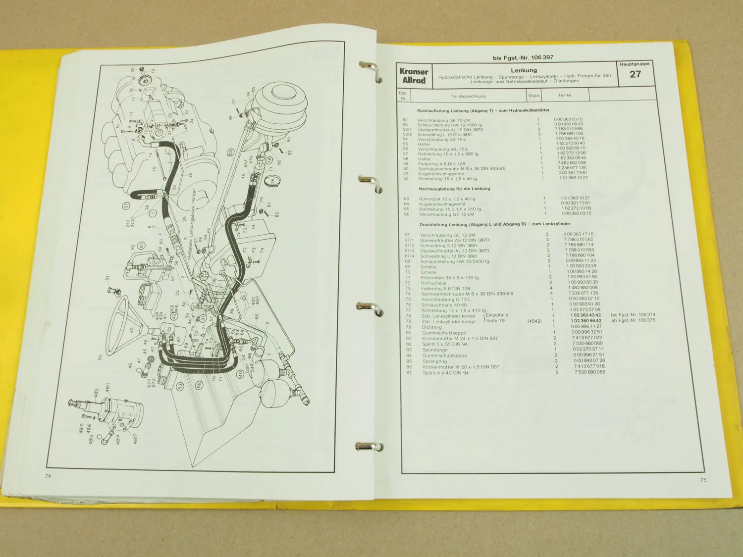 Kramer Allrad 612 Schaufellader Ersatzteilliste 1986 Ersatzteilkatalog