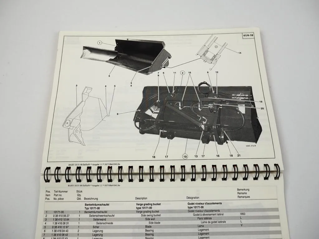 Kramer Allrad Banketträumschaufel Bedienungsanleitung Ersatzteilkatalog 2000