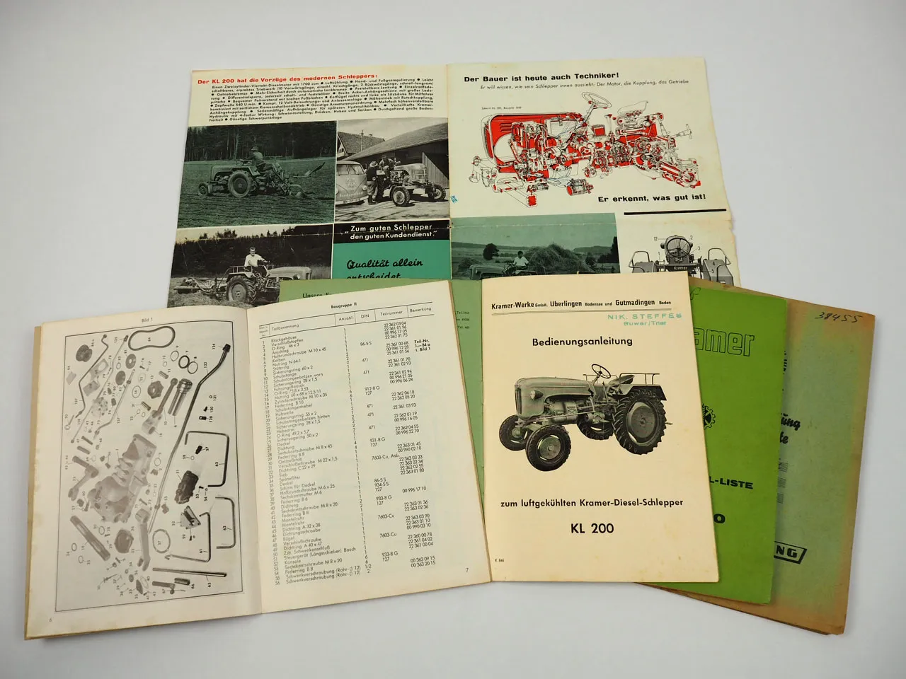 Kramer KL200 Schlepper Bedienungsanleitung Ersatzteilliste Hydraulik 1960er