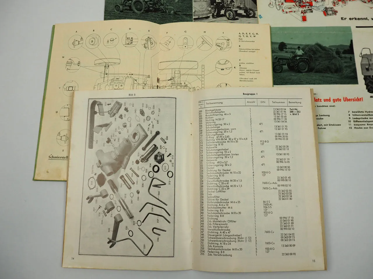 Kramer KL200 Schlepper Bedienungsanleitung Ersatzteilliste Hydraulik 1960er