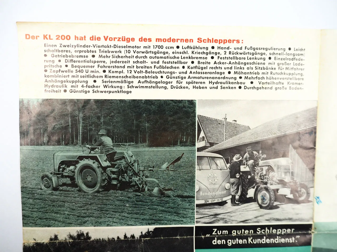 Kramer KL200 Schlepper Bedienungsanleitung Ersatzteilliste Hydraulik 1960er