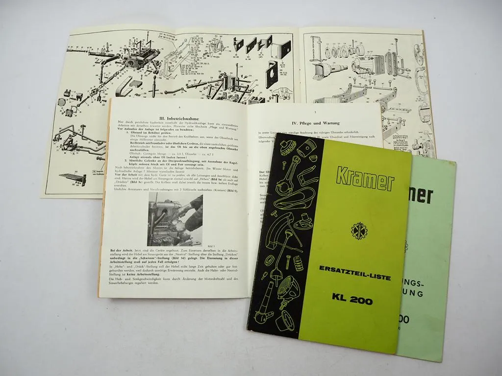 Kramer KL200 Schlepper + Kraftheber Betriebsanleitung Ersatzteilliste 1950er J.