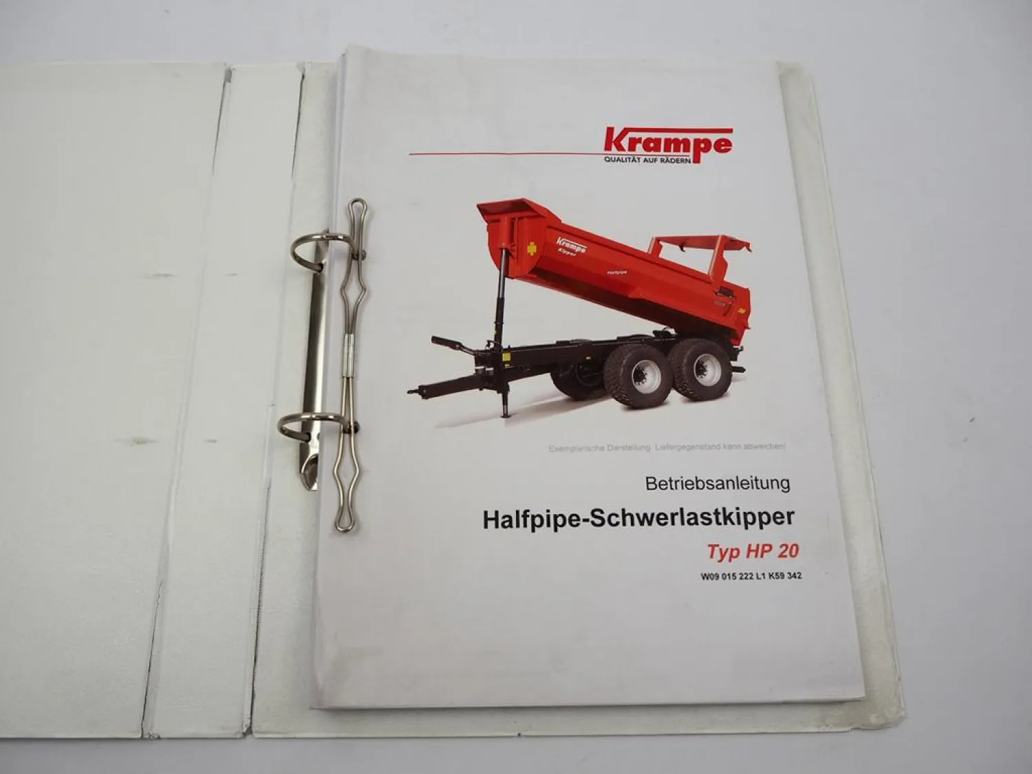 Krampe HP20 Halfpipe Schwerlastkipper Betriebsanleitung Ersatzteilliste 2020