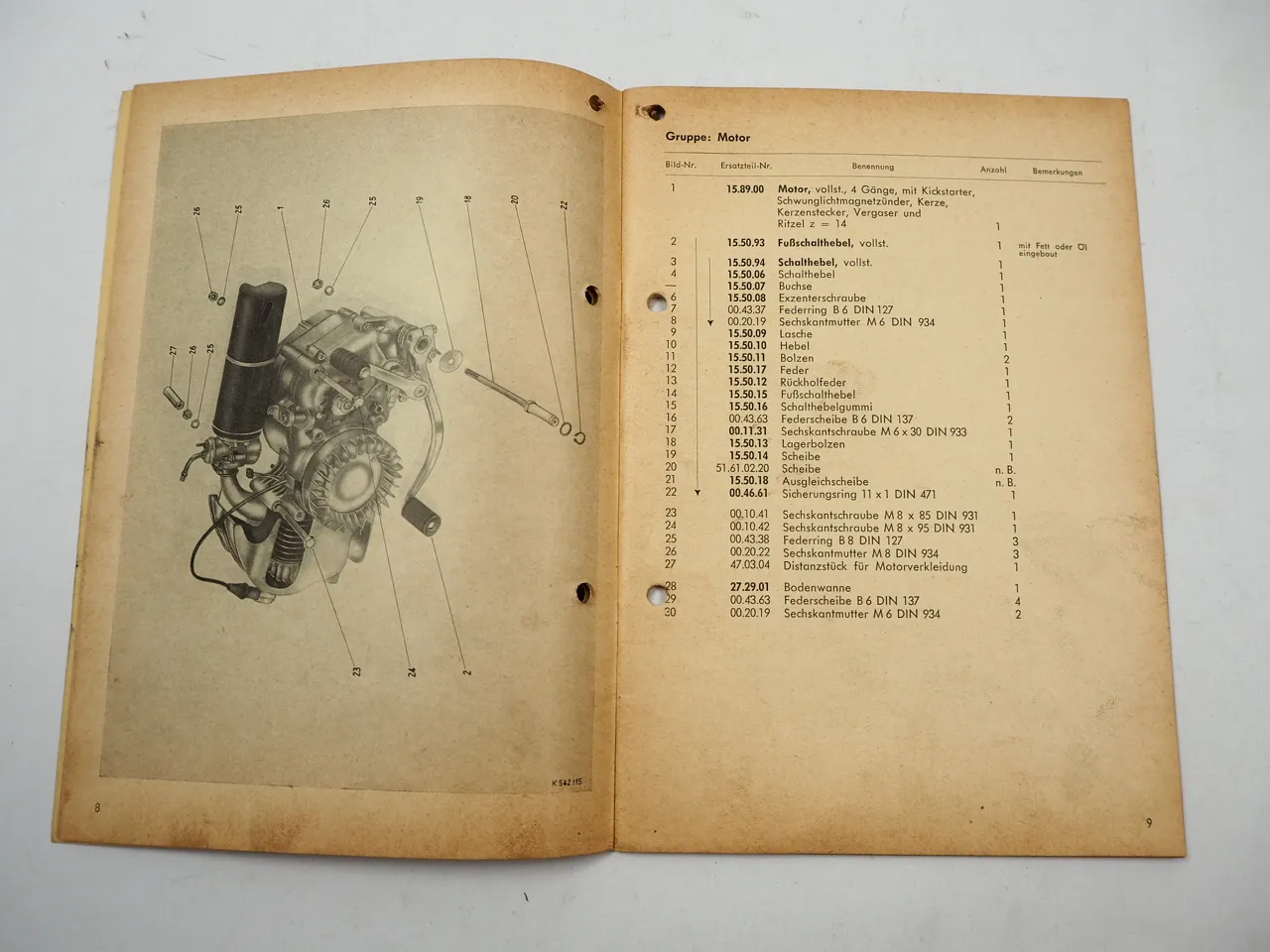 Kreidler Florett Super 4 Gang Motorrad Ersatzteilliste