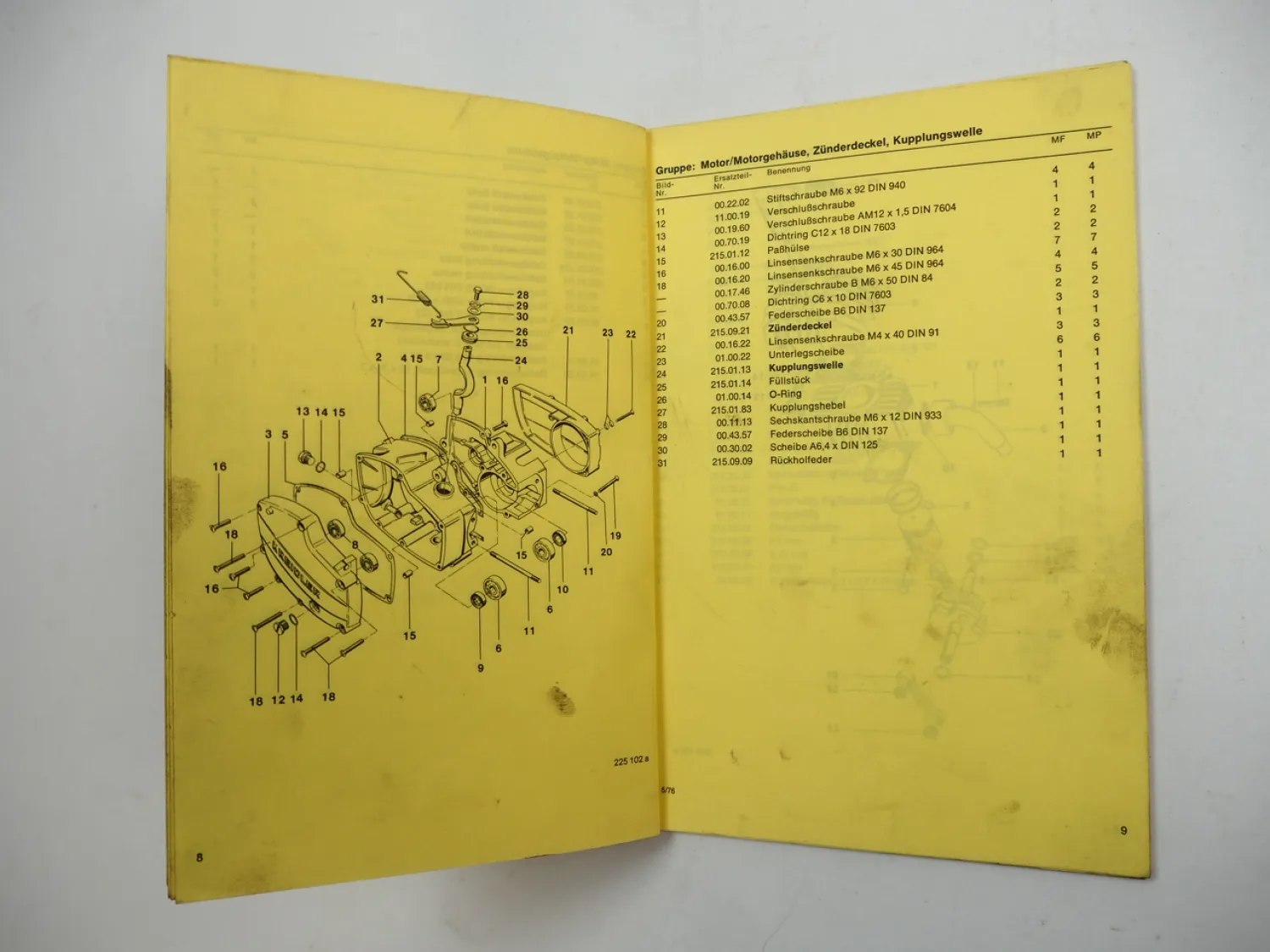 Kreidler MF2 Mofa MP2 Moped ab Baujahr 1976 Ersatzteilliste Ersatzteilkatalog