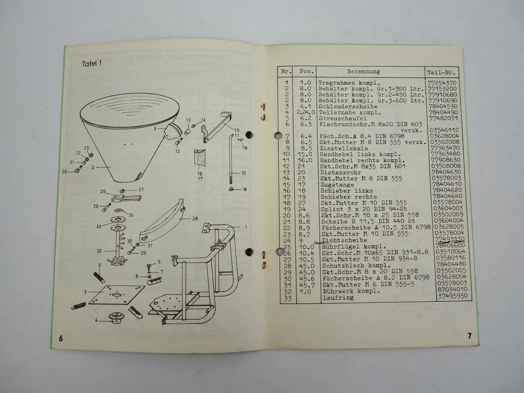 Kromag Solo 300 450 600 Kreiselstreuer Betriebsanleitung Ersatzteilliste 1972