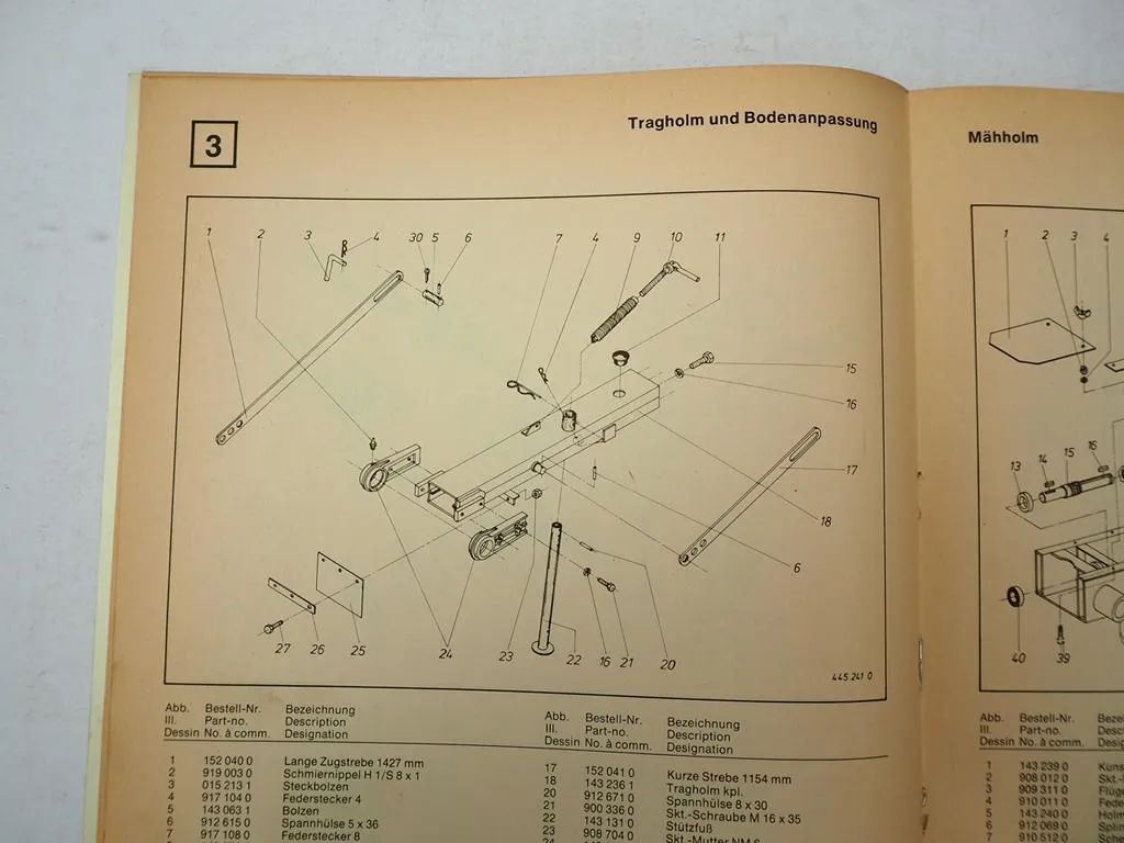 Krone TA2/190 Turbomäher Betriebsanleitung Ersatzteilliste 1980