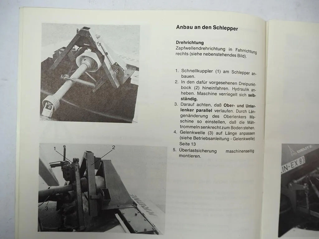 Krone TF 2/210 Turbomäher Betriebsanleitung Ersatzteilliste 1984