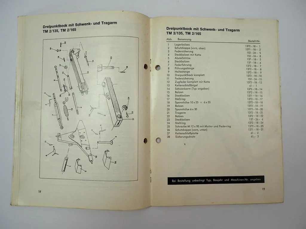 Krone TM 2/135 2/165 Turbomäher Betriebsanleitung Ersatzteilliste 1972