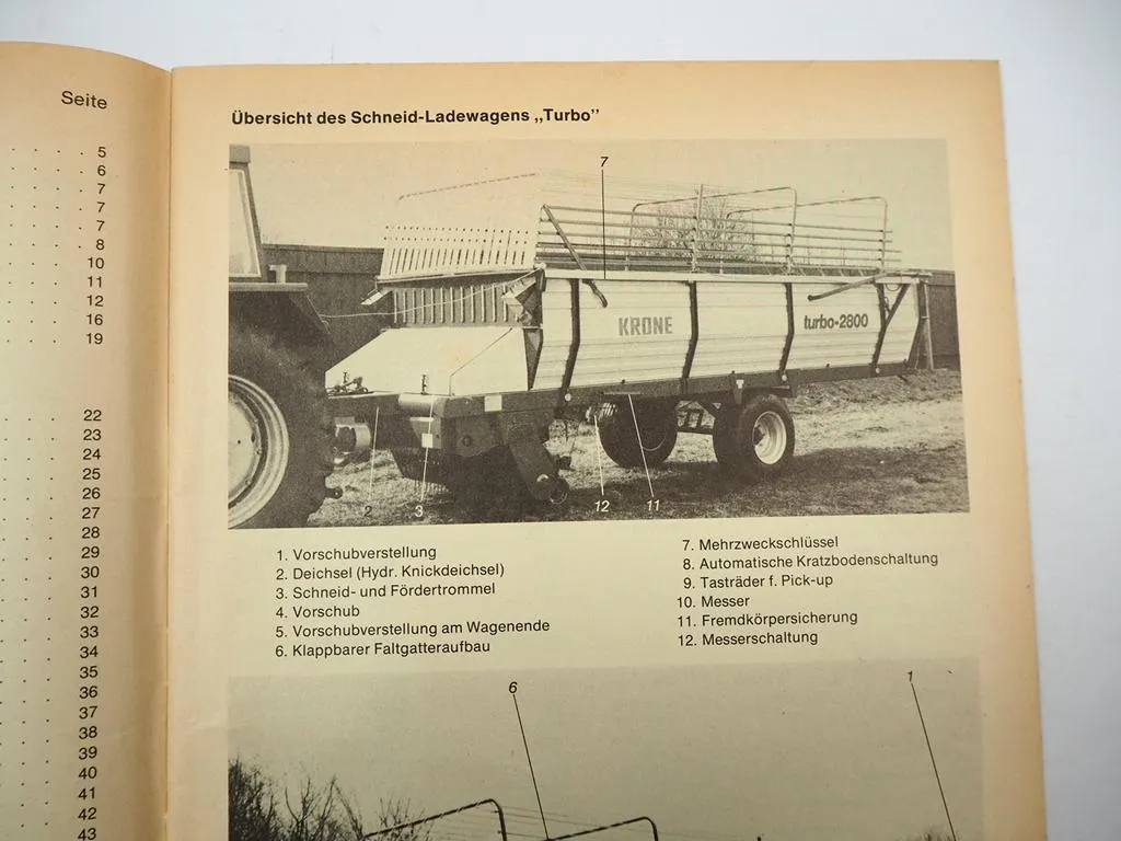 Krone Turbo 2200 2800 Tandem Schneid Ladewagen Betriebsanleitung Ersatzteilliste
