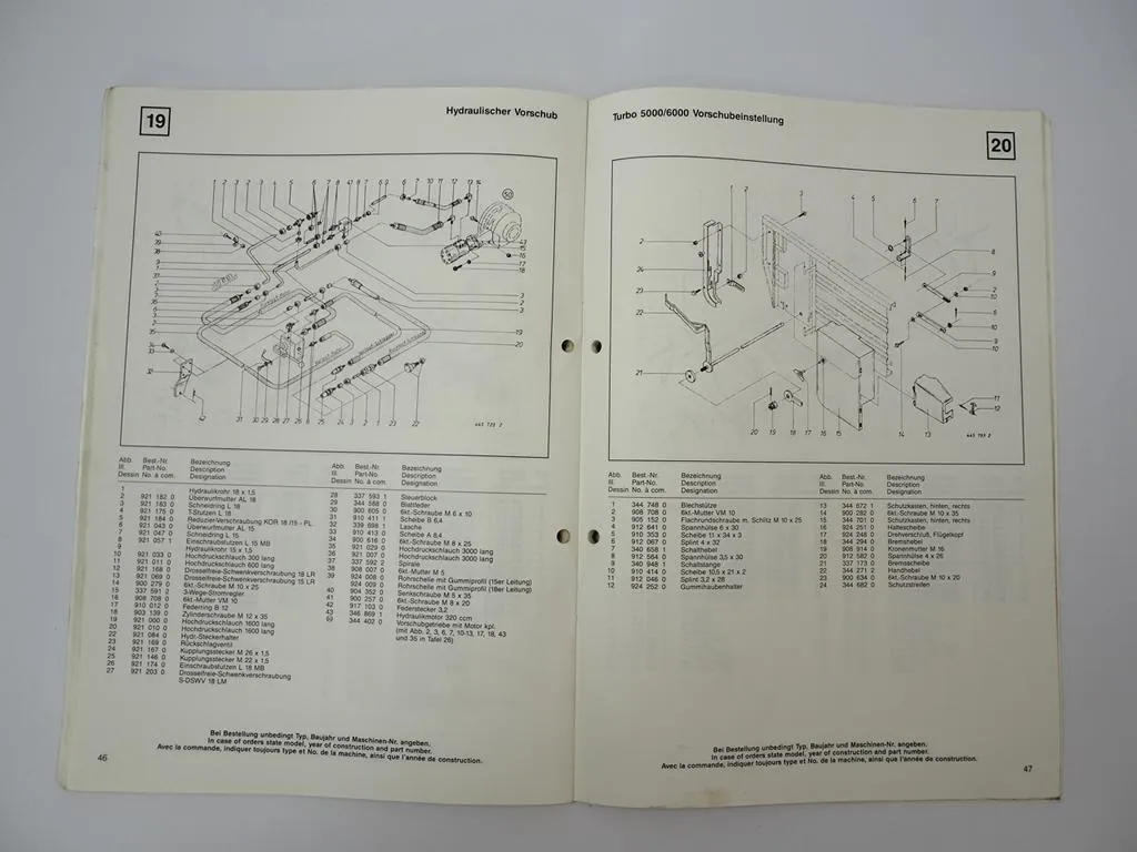 Krone Turbo 5000 6000 L Ladewagen Betriebsanleitung Ersatzteilliste 1986