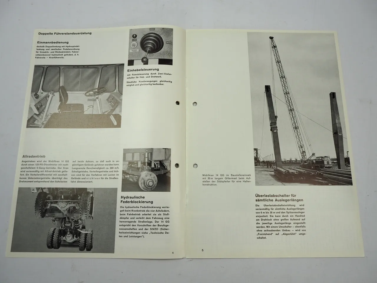 Krupp 14 GG Autokran Mobilkran mit Gittermastausleger Prospekt 1966