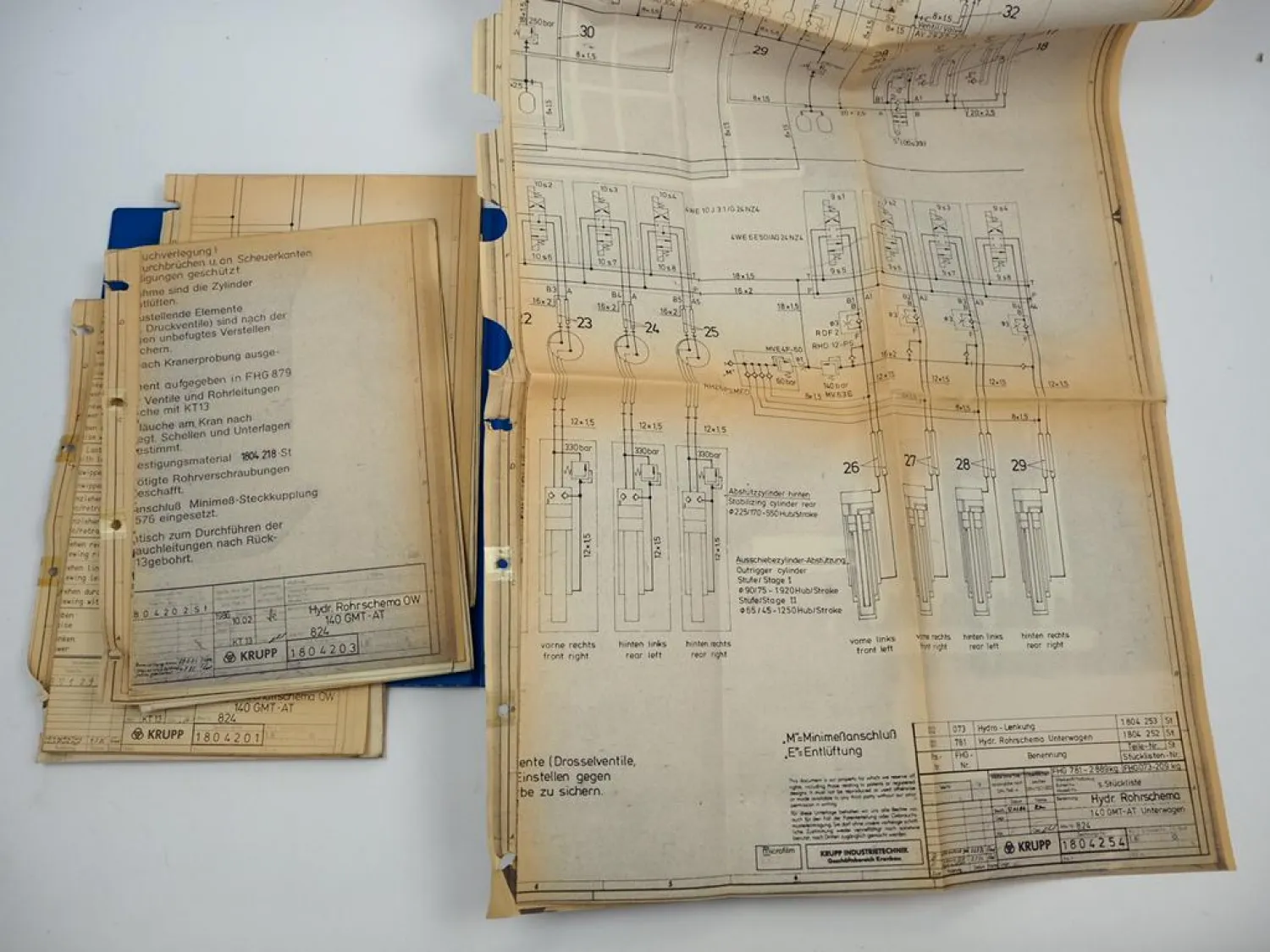 Krupp 140 GMT AT Mobilkran Schaltplan Elektrik Hydraulik 1980er Jahre