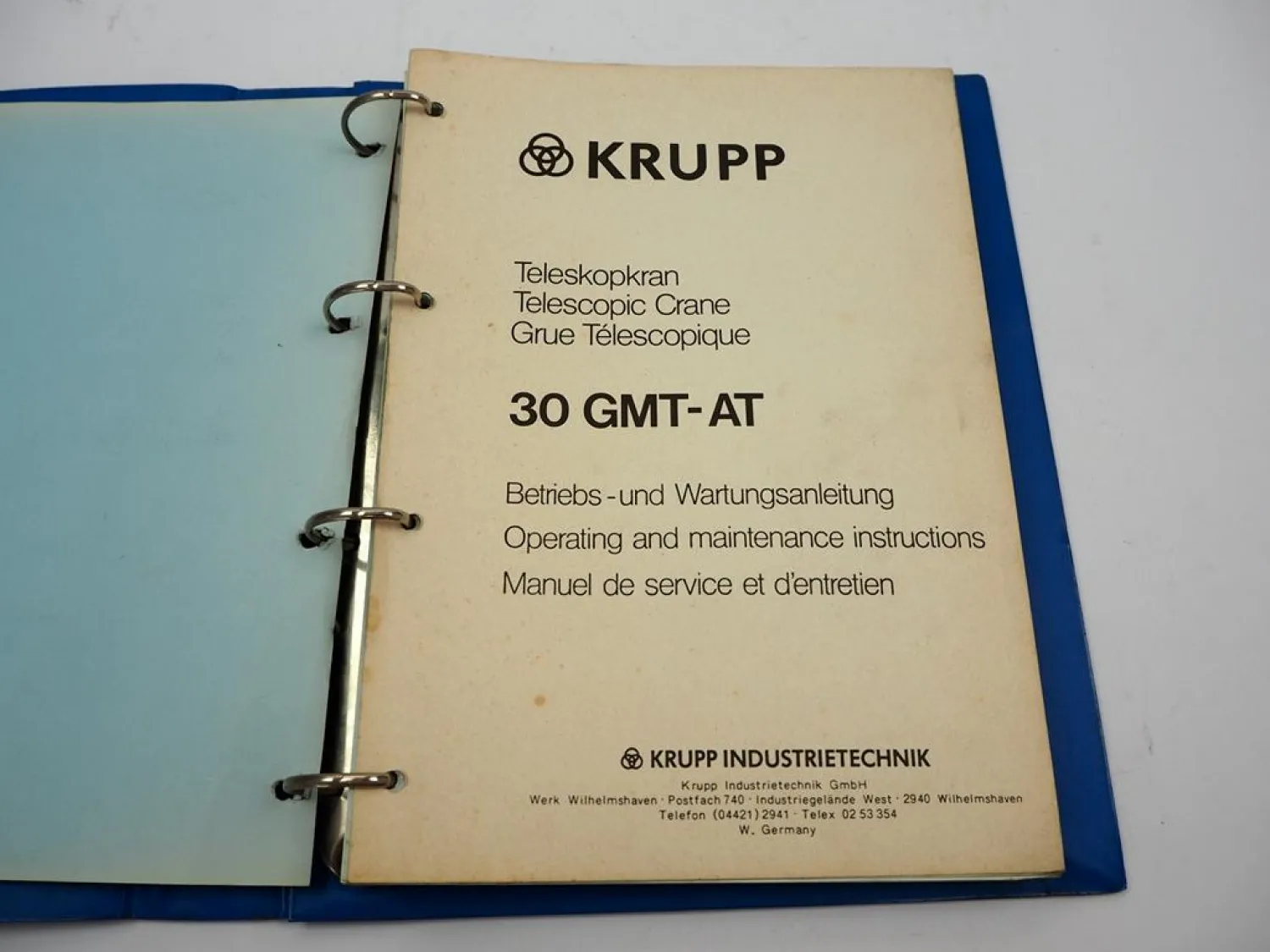 Krupp 30 GMT-AT Mobilkran Betriebsanleitung Bedienungsanleitung 1970/80er Jahre