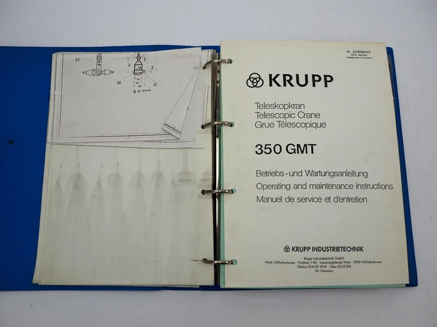 Krupp 350 GMT Mobilkran Betriebsanleitung Bedienungsanleitung Wartung 1980er J.