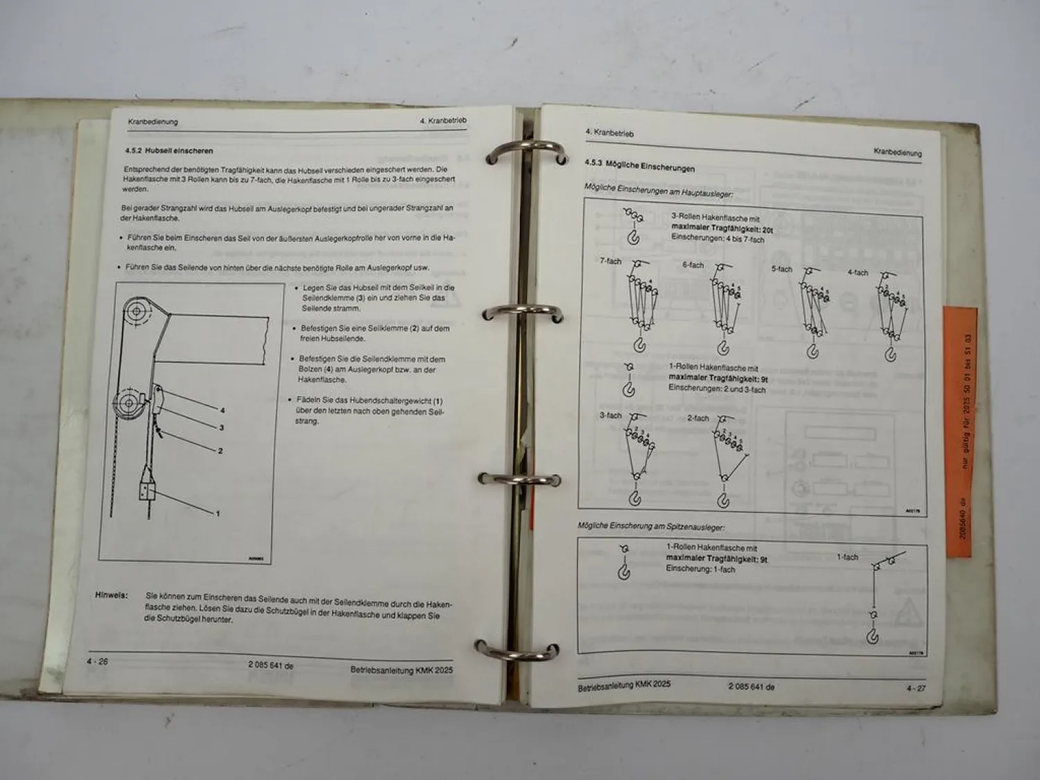 Krupp KMK 2025 Mobilkran Betriebsanleitung Bedienung Wartung Schaltplan 1991