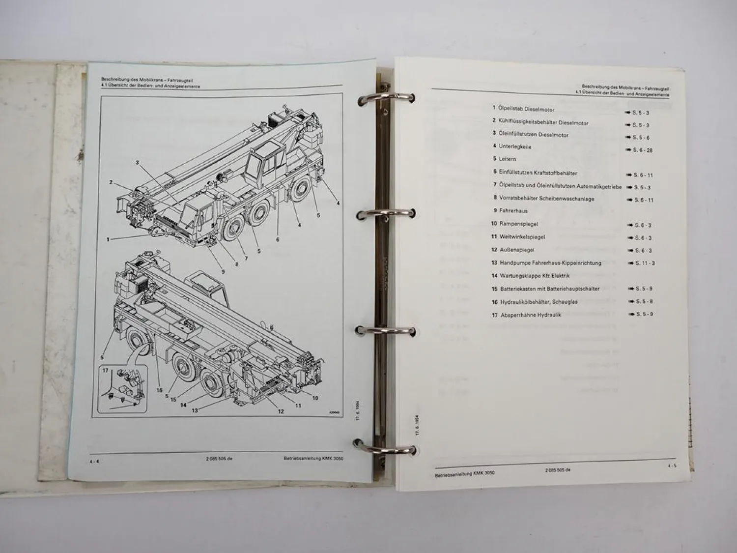 Krupp KMK 3050 Mobilkran Betriebsanleitung Bedienungsanleitung Schaltplan 1994