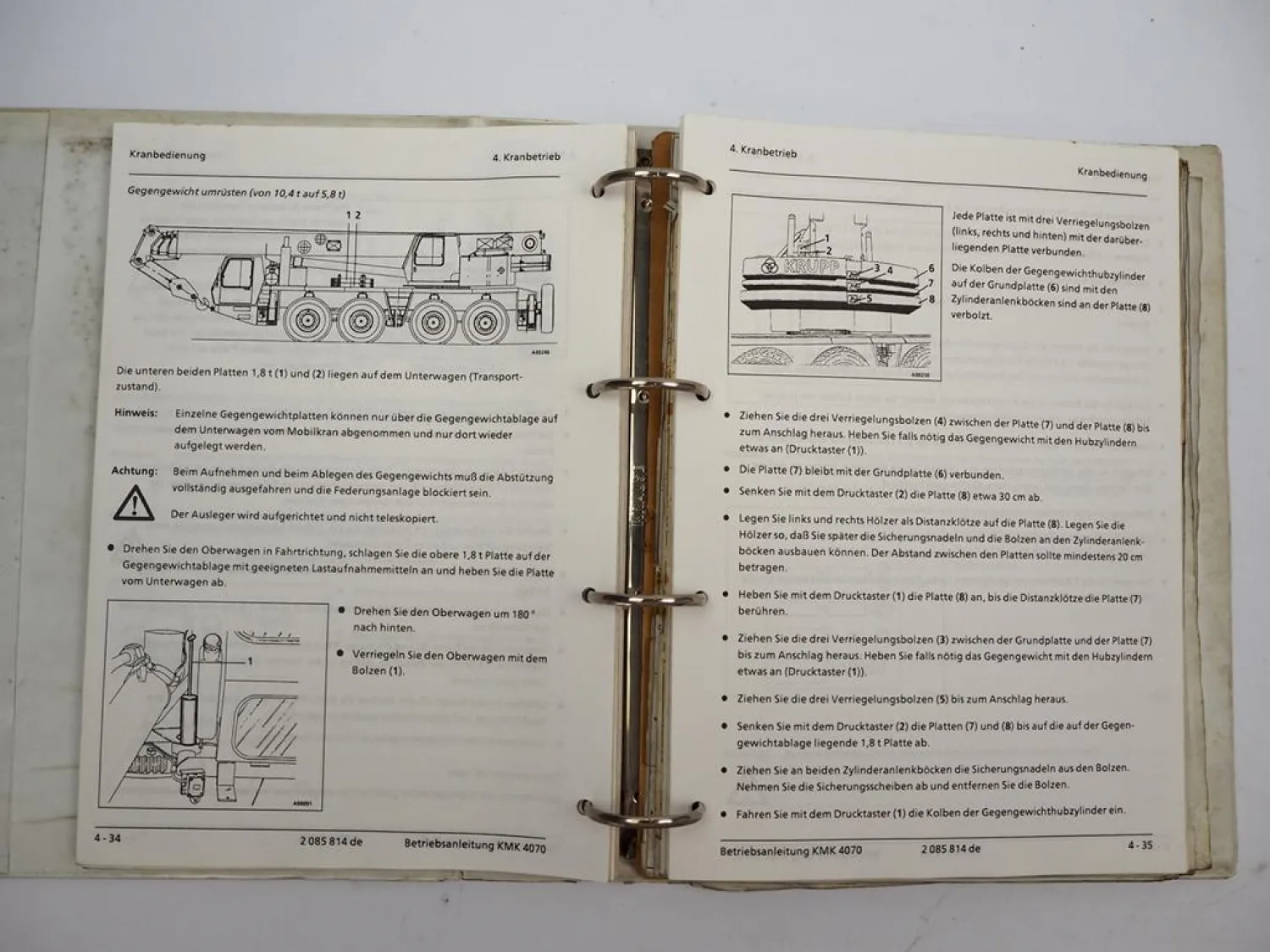Krupp KMK 4070 Mobilkran Betriebsanleitung Bedienung Wartung Schaltplan 1989