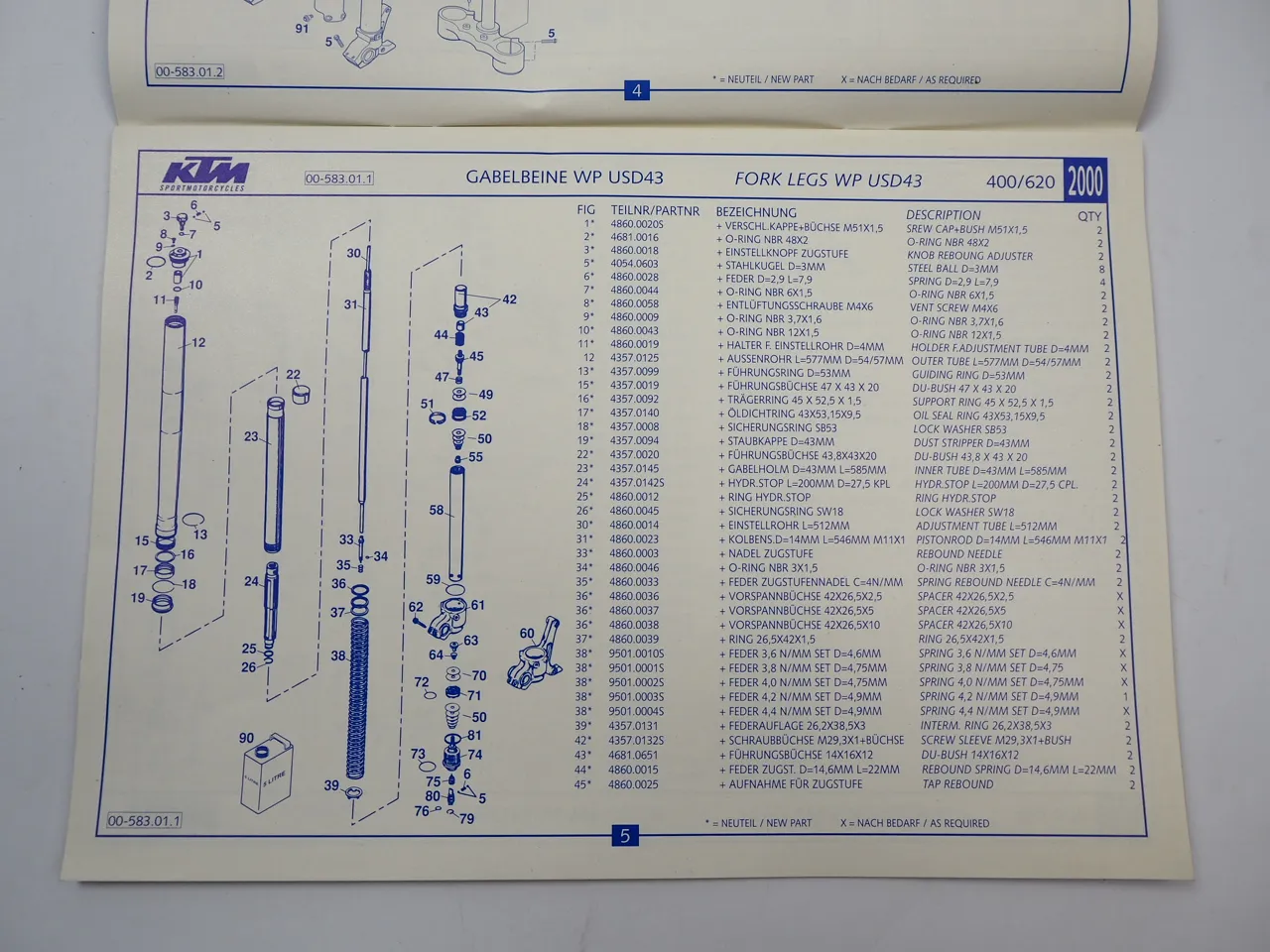 KTM 400 620 Super Competition SC Supermoto Ersatzteilliste Fahrgestell 2000