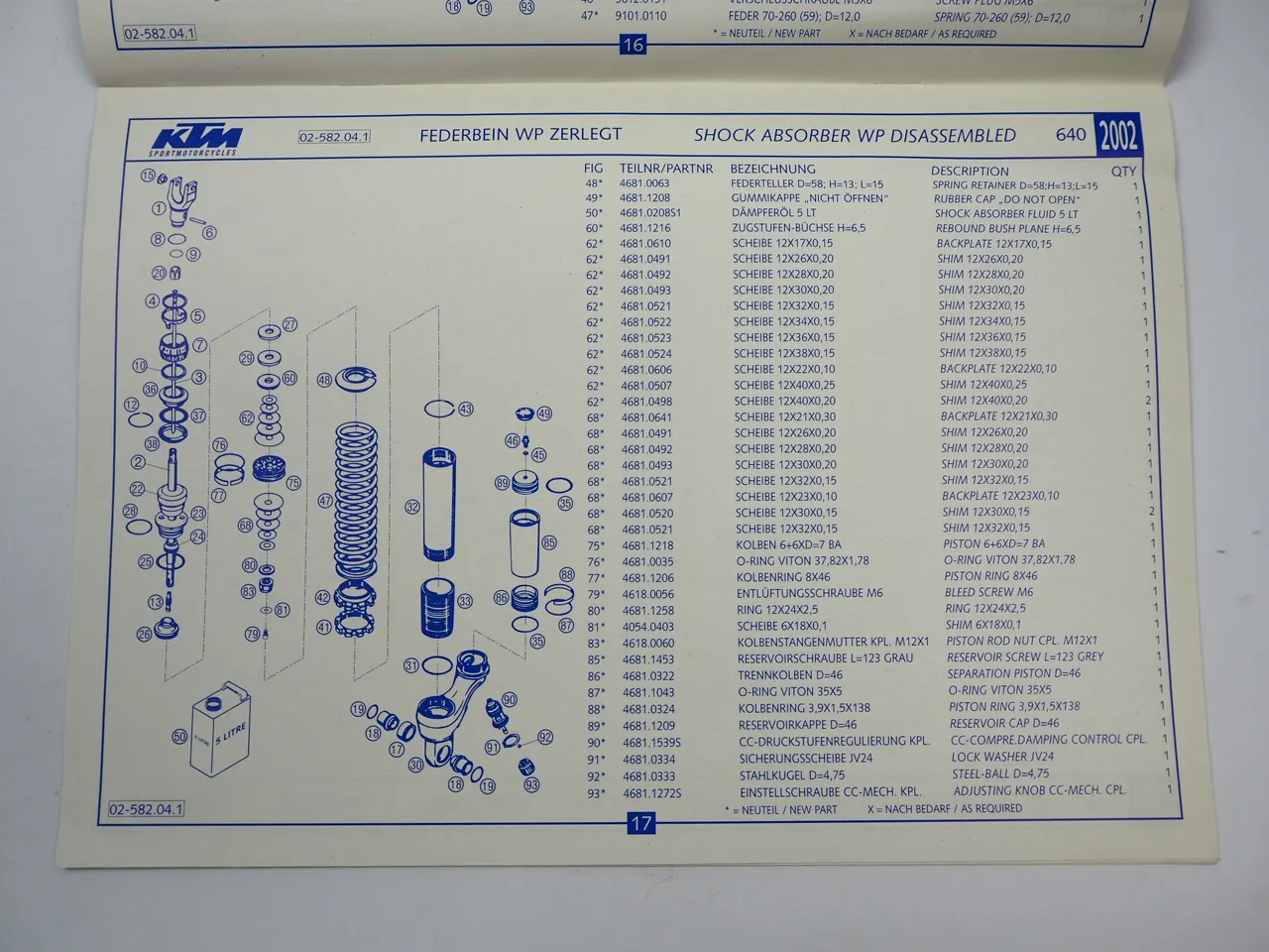 KTM 640 LC4 Adventure Motorrad Ersatzteilliste Fahrgestell Chassis 2002