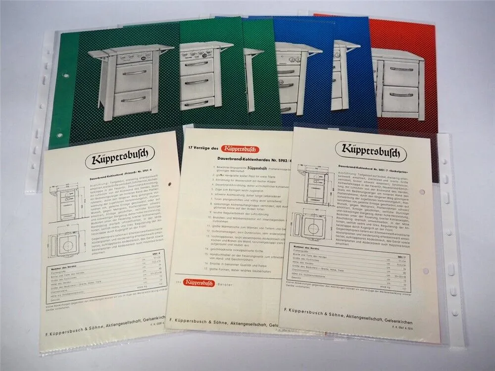 Küppersbusch Gelsenkirchen Küchenherde Kohle Gas Elektro Posten Prospekte 1950er
