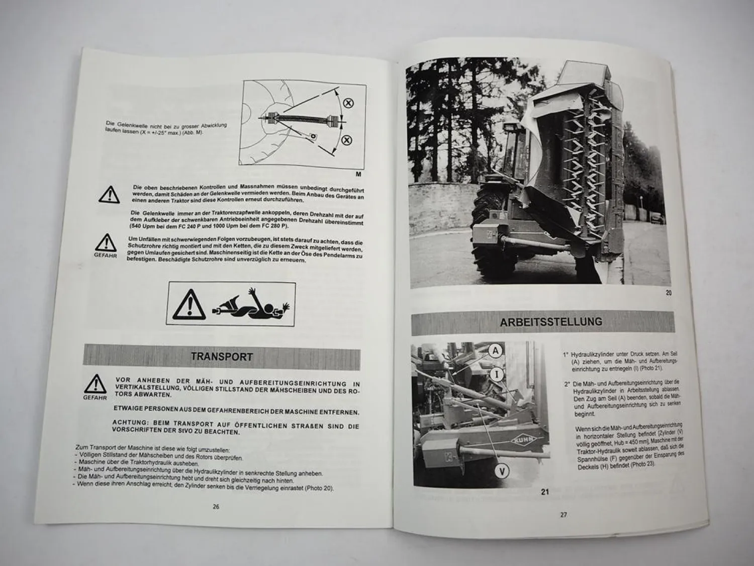 Kuhn FC 240 280 P Mähknickzetter Betriebsanleitung Montage 1995