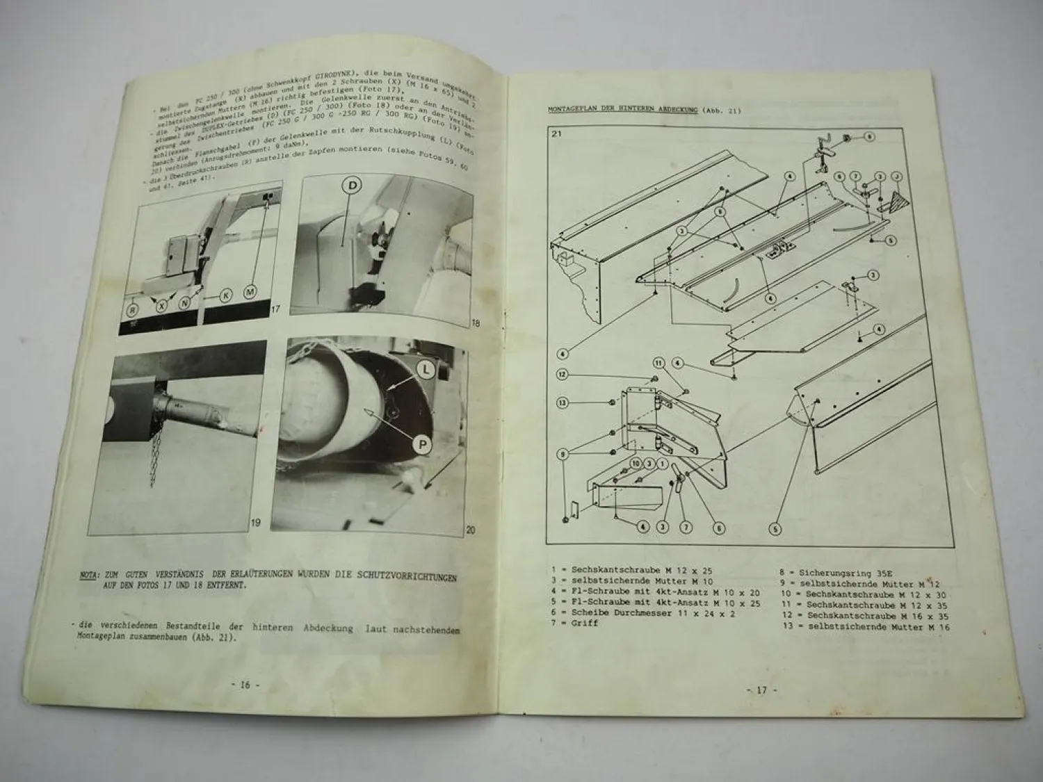 Kuhn FC 250 300 G RG Mähaufbereiter Zetter Montage- u Betriebsanleitung 1993