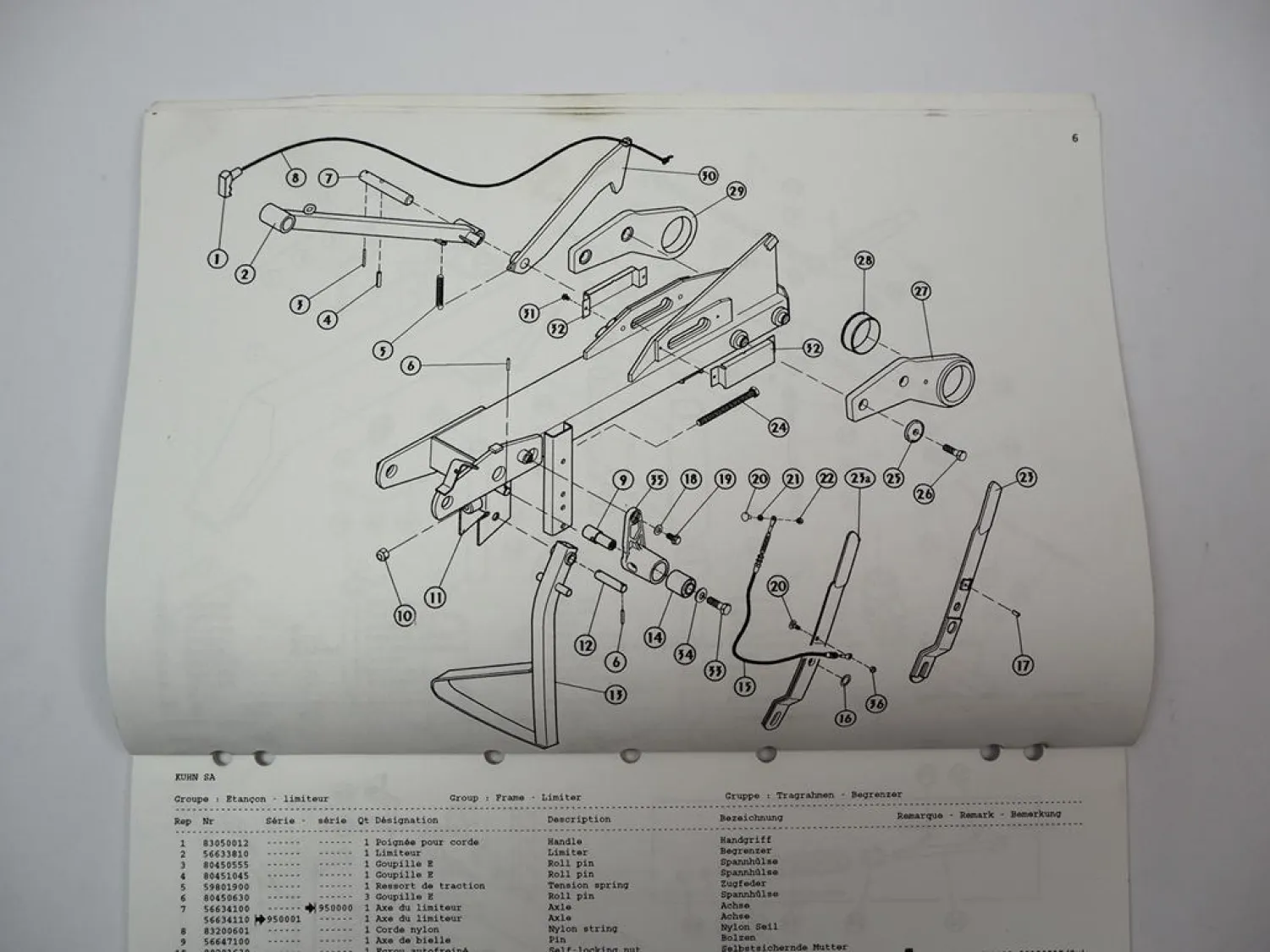 Kuhn FC240P FC280P Mähknickzetter Ersatzteilliste Ersatzteilkatalog 1995