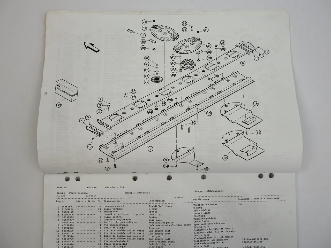 Kuhn FC302G Mähknickzetter Ersatzteilliste Parts List Pieces de Rechange 1998