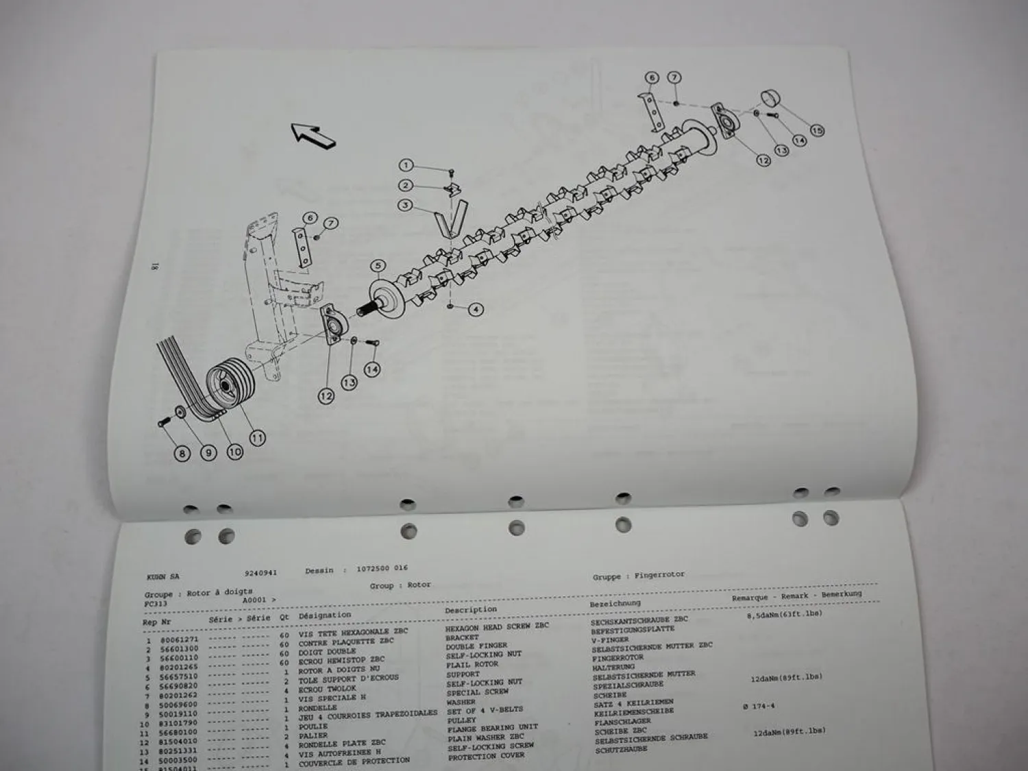 Kuhn FC313 Mähknickzetter Ersatzteilliste Ersatzteilkatakog 2001