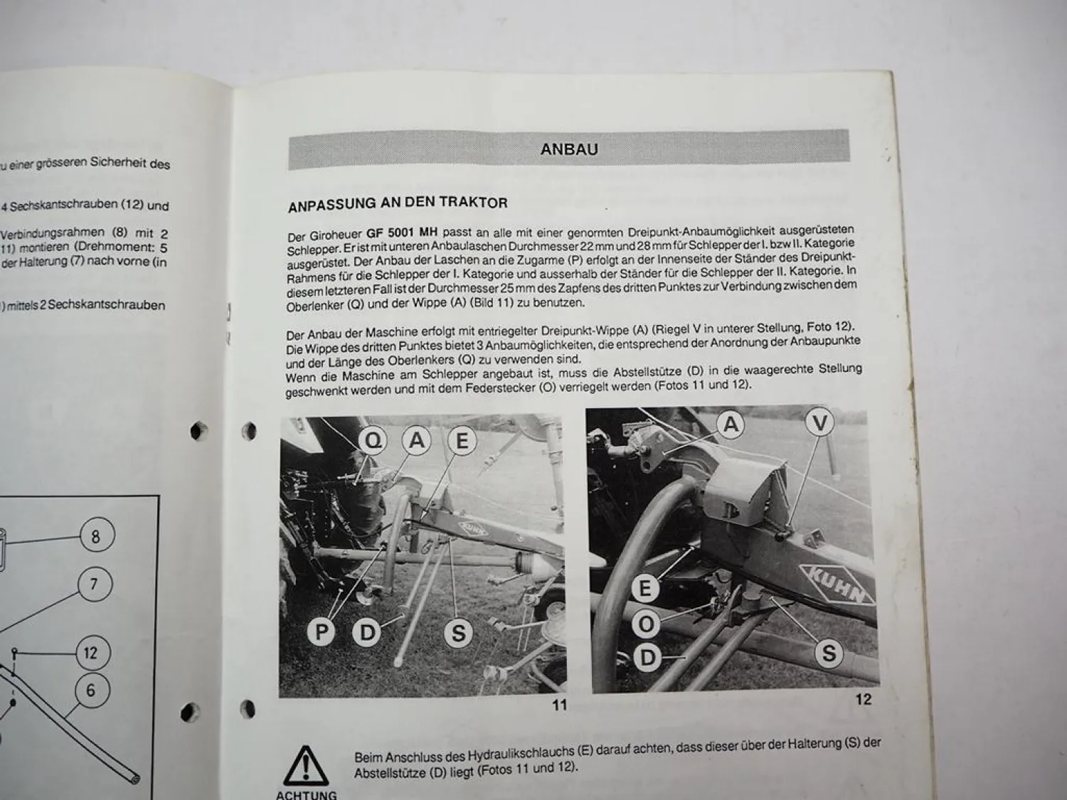 Kuhn GF5001 MH Giroheuer Betriebsanleitung Bedienungsanleitung Montage 1995