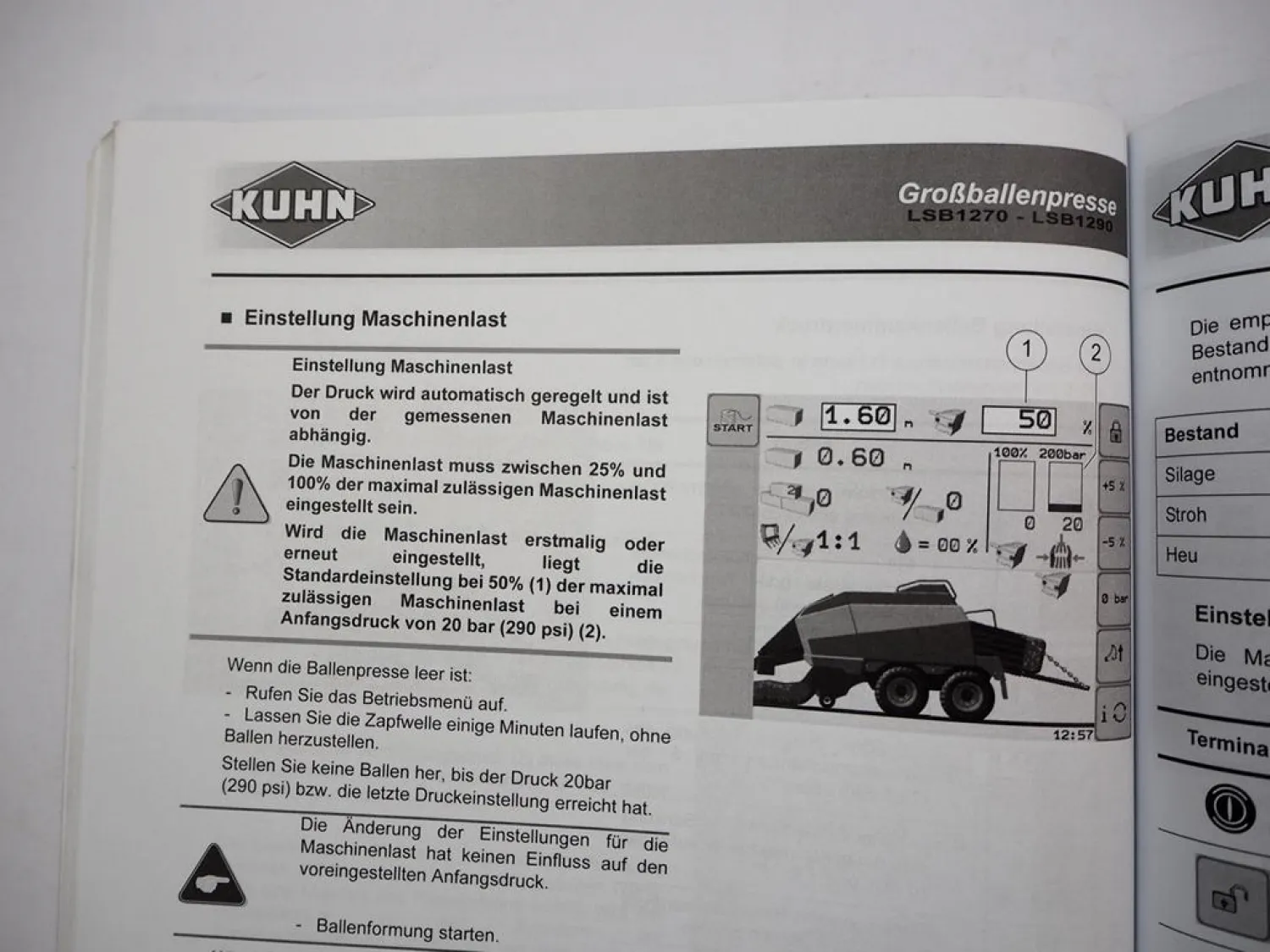 Kuhn LSB 1270 1290 Großballenpresse Betriebsanleitung 2013