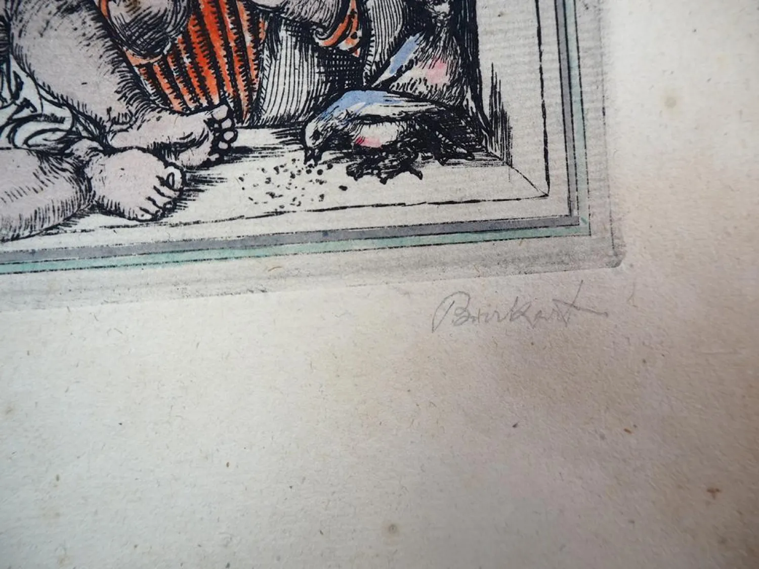 Kupferstich koloriert Maria mit Jesus Kind signiert ca. 1900/40