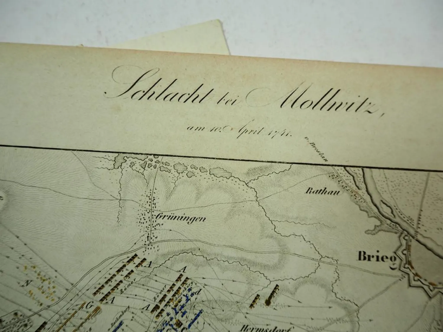 Kupferstich Landkarte Schlacht Mollwitz 1741 Schlesien Plan von Rothenburg 1830