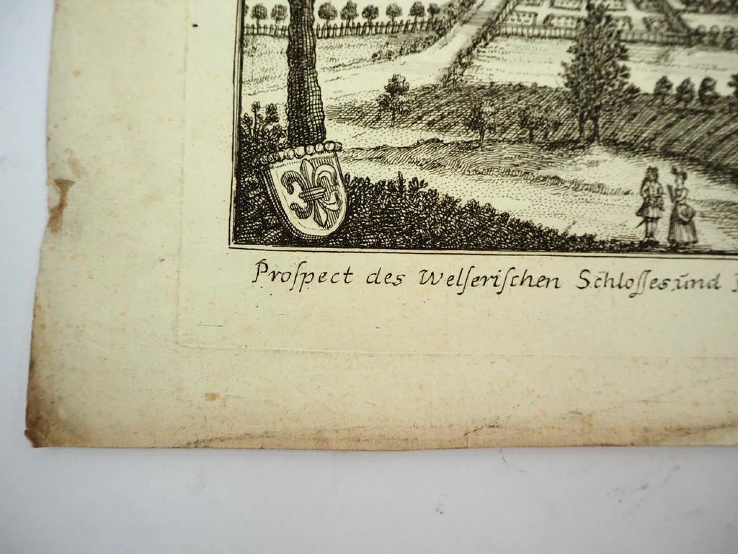 Kupferstich Lauf Bayern Welserisches Schloss Neunhoff ca. 1750