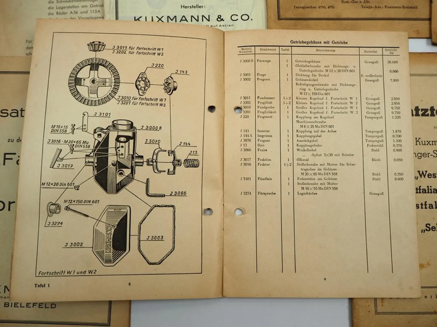 Kuxmann Landtechnik Betriebsanleitung Ersatzteilliste Streutabelle 1930 - 50er J.