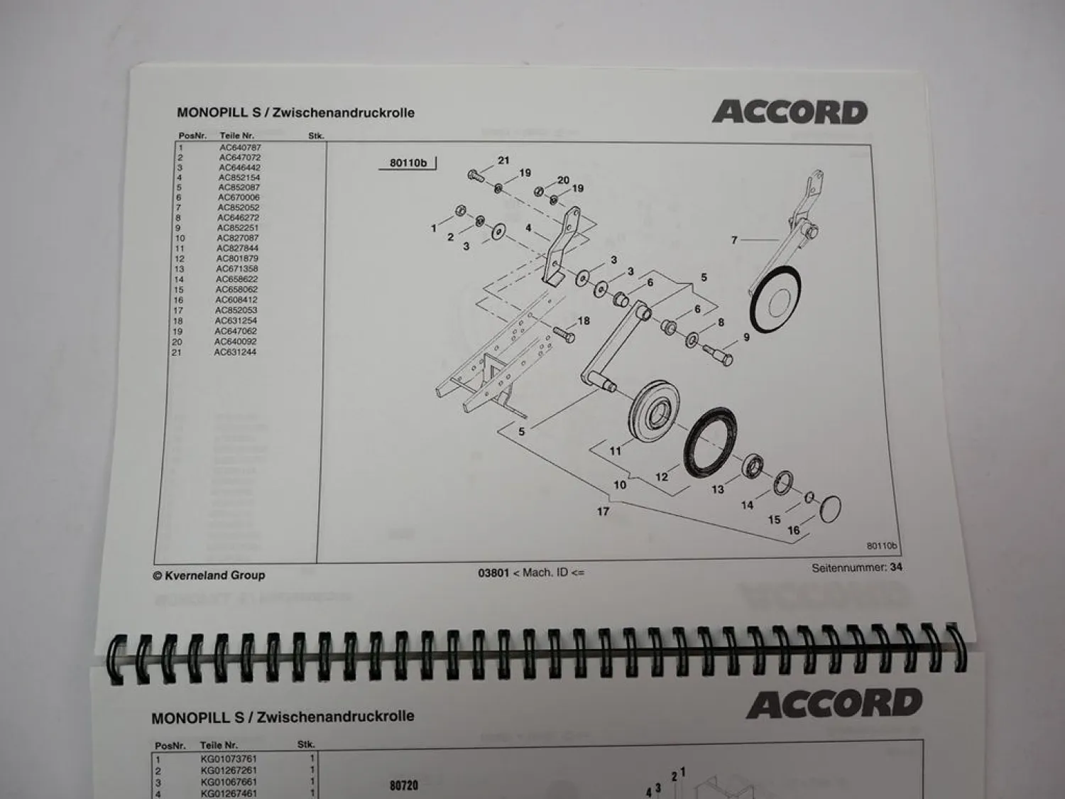 Kverneland Accord Monopill S Drillmaschine Betriebsanleitung Ersatzteilliste 2004