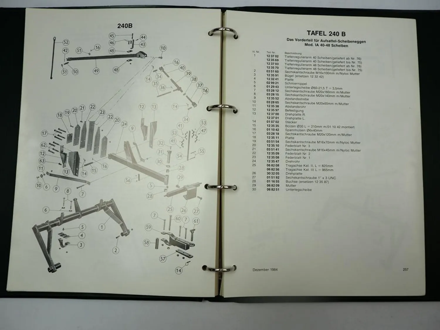 Kverneland Beetpflug Volldrehpflug Aufsattelpflug Egge Ersatzteilkatalog 1984