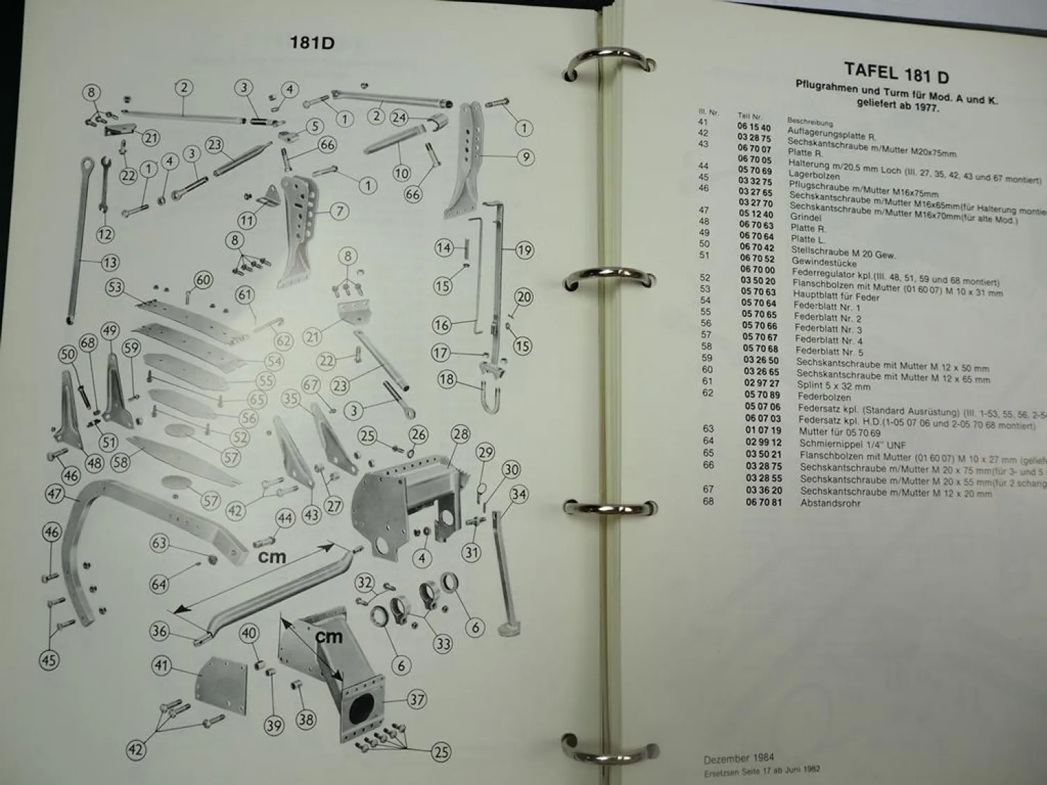 Kverneland Beetpflug Volldrehpflug Aufsattelpflug Egge Ersatzteilkatalog 1984