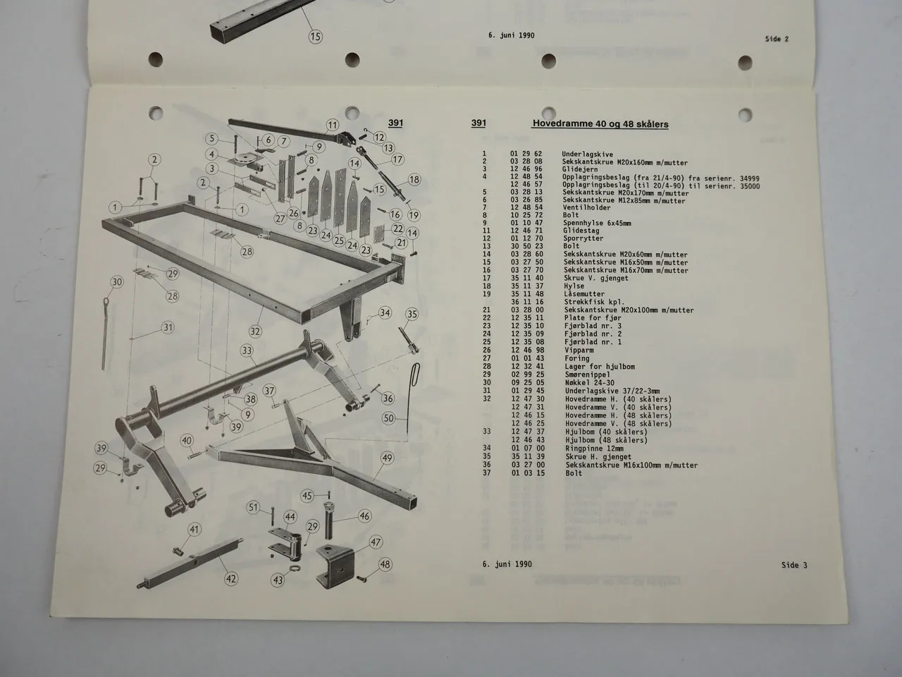 Kverneland ID Scheibenegge Ersatzteilliste Ersatzteilkatalog 1990