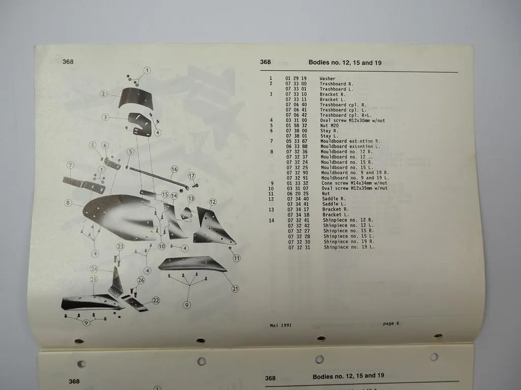 Kverneland Modell VD Volldrehpflug Betriebsanleitung Ersatzteilliste 1990/91