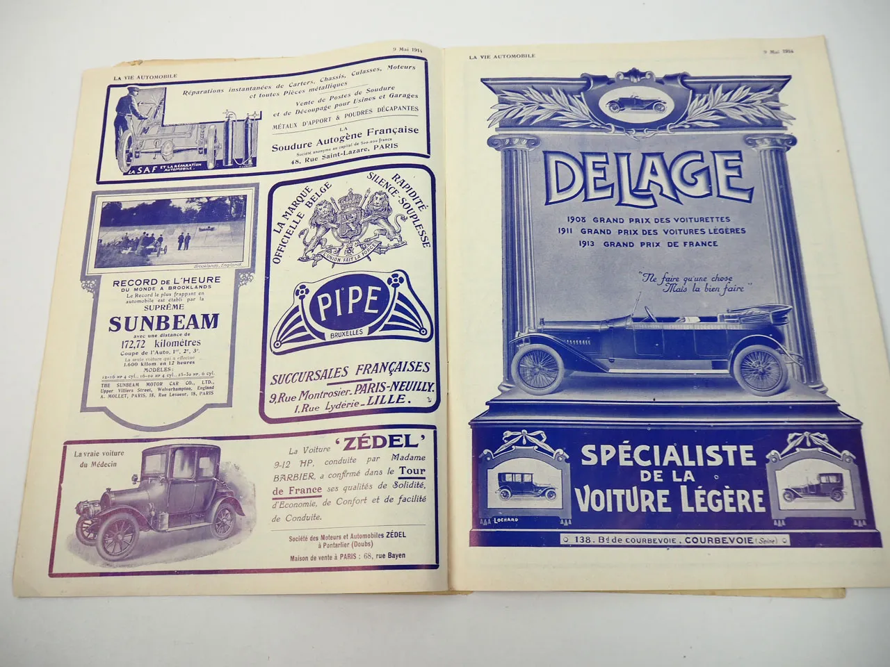 LA Vie Automobile Revue No 658 9. Mai 1914 La 26 HP Chevaux Metallurgique