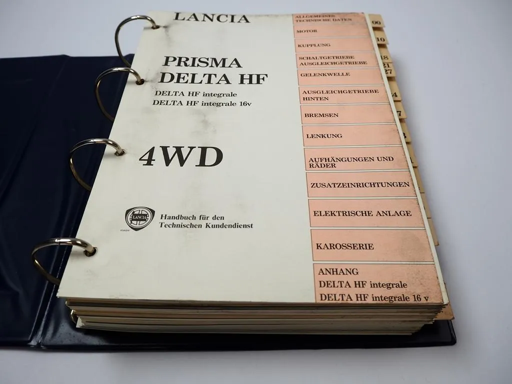 Lancia Prisma Delta HF integrale 16v 4WD Werkstatthandbuch 1986 / 89 Reparatur
