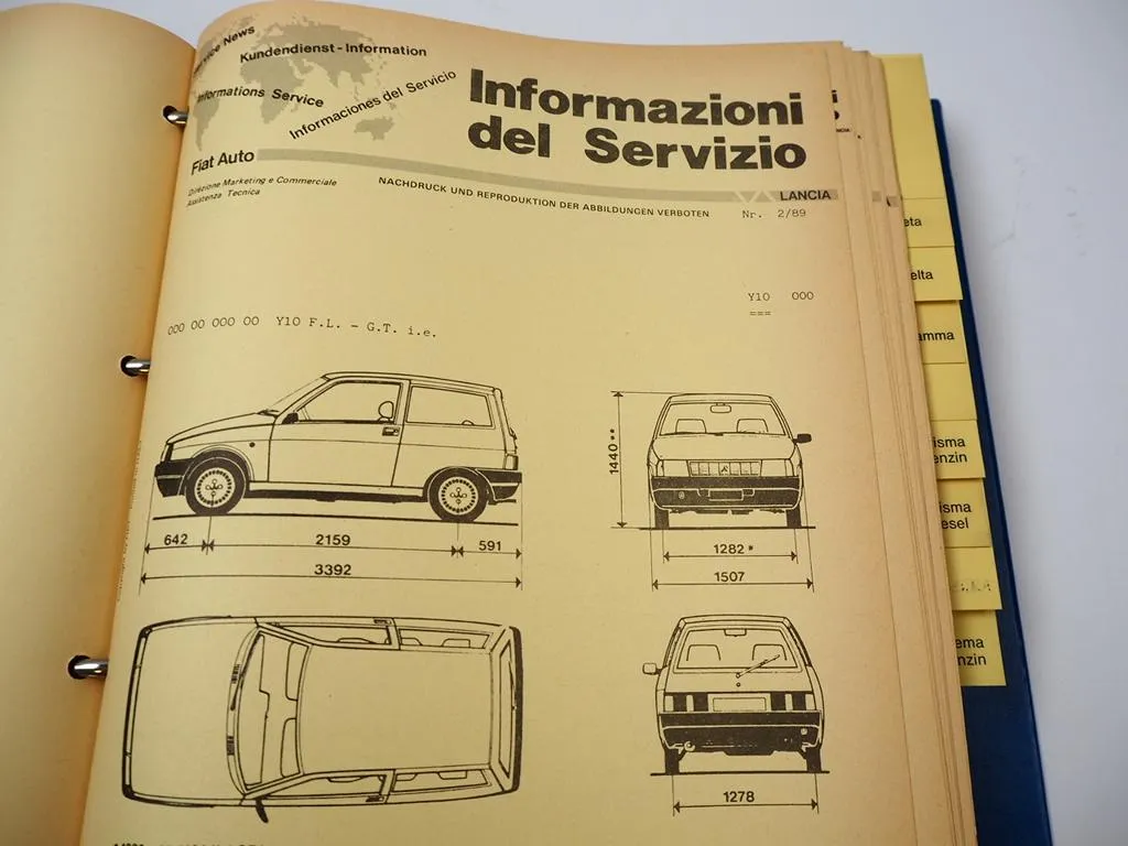 Lancia Thema 8.32 V6 2000 i.e 16V TDI Dedra Delta Y10 Service Informationen Werkstatthandbuch