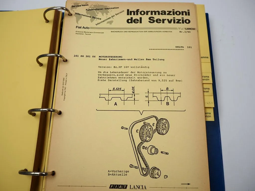Lancia Thema 8.32 V6 2000 i.e 16V TDI Dedra Delta Y10 Service Informationen Werkstatthandbuch