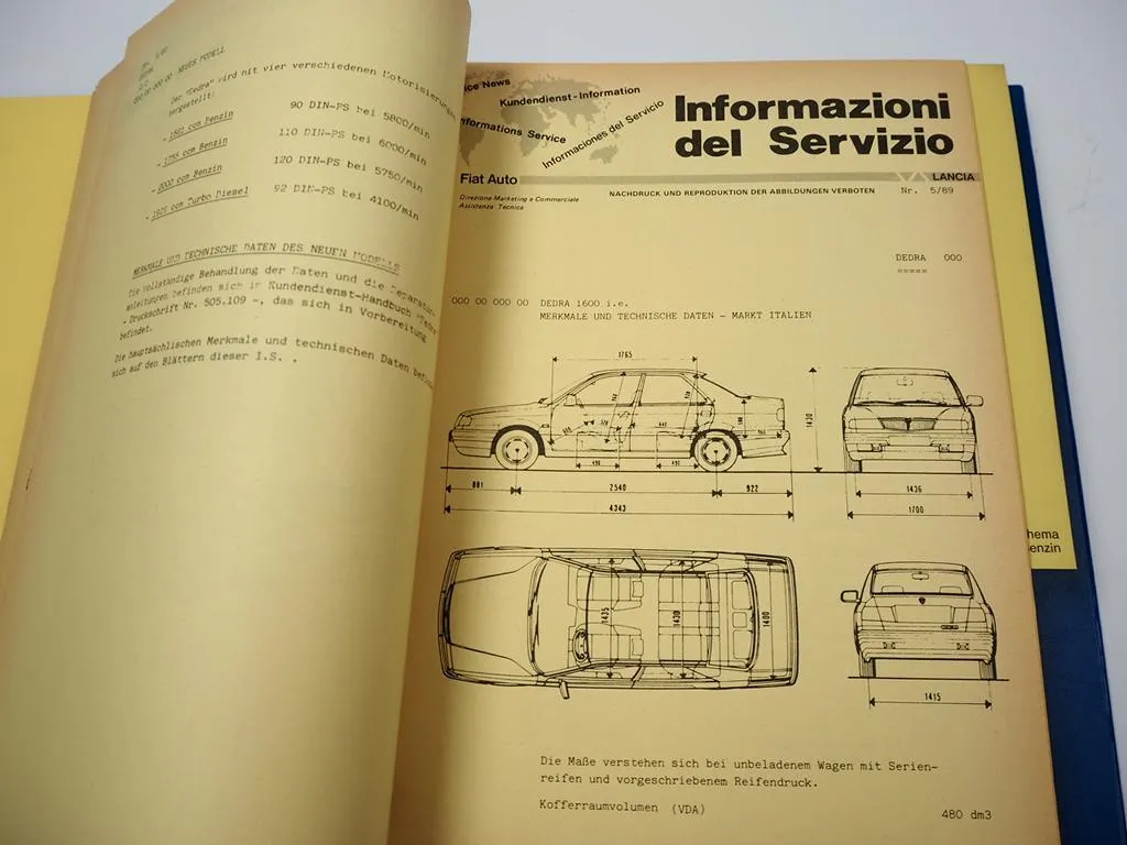 Lancia Thema 8.32 V6 2000 i.e 16V TDI Dedra Delta Y10 Service Informationen Werkstatthandbuch